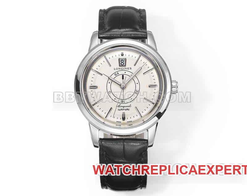 AD Factory Longines Classic Collectguillochiertes Zifferblatt, silberne Stundenmarkierungen, mechanisches Lederarmband, Modell der Spitzenklasse