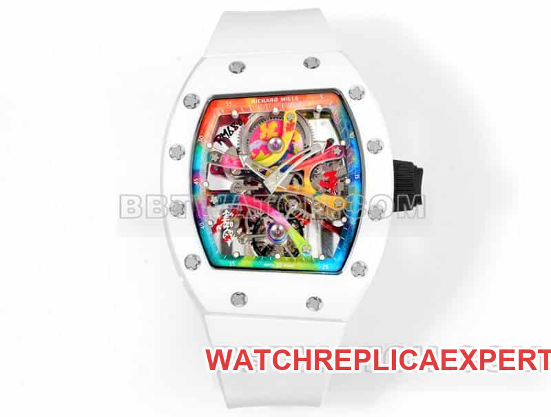 Richard Mille RM 68-01 Men’s 1:1 Super A Graffiti Tourbillon Mechanical White Rubber Models