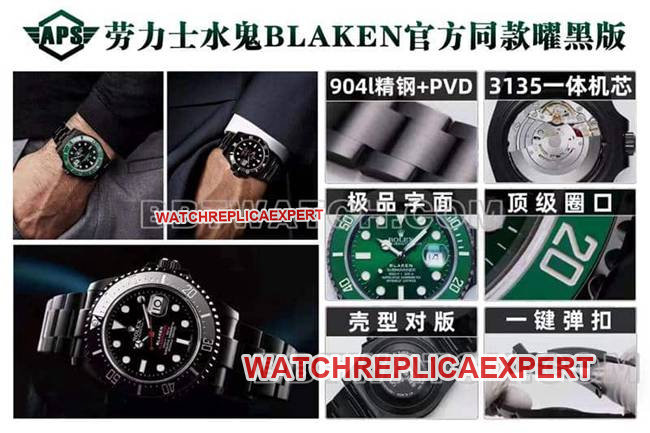 Rolex BLAKEN obsidian Submariner 116610: APS factory high-restoration 3135 movement replica with stable travel time and 904L steel