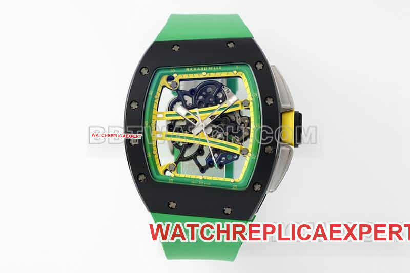 APS Factory APS Richard Mille Men’s 1:1 Super A Replica Mechanical Green Rubber RM 61-01