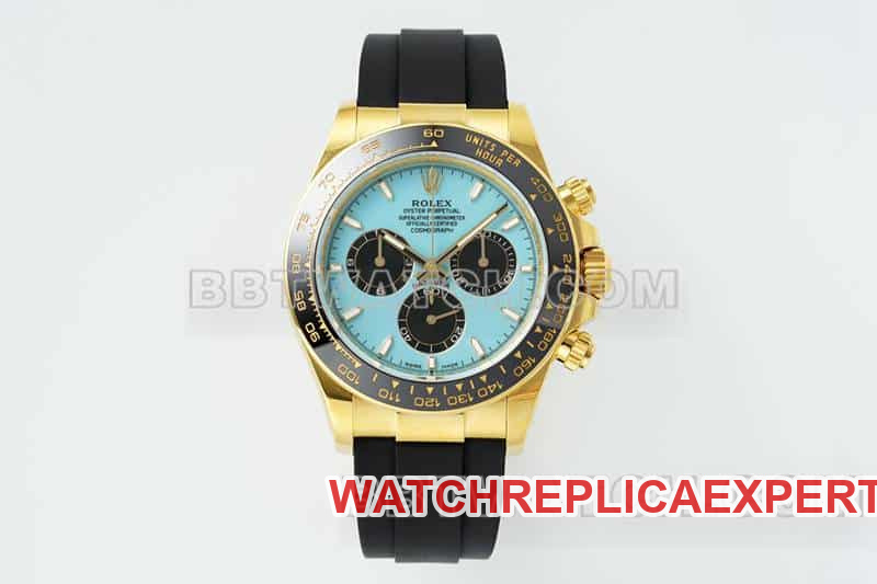 Rolex APS Factory Daytona 1:1 Super A Fine Imitation Cadran Bleu Boîtier Or Bracelet Caoutchouc 126518