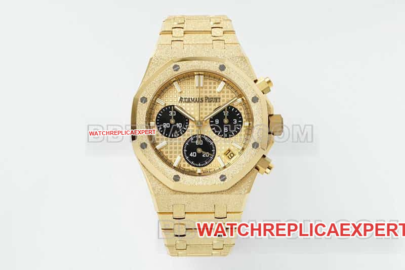 Audemars Piguet APS Factory Royal Oak 26240 Top Replica Gold Dial Frosted Gold Chronograph Mechanical Watch