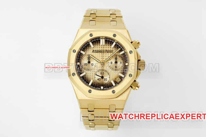 APS Factory Audemars Piguet Royal Oak 26240 Smoked Gold Dial 1:1 Super A Replica Chronograph Mechanical Watch