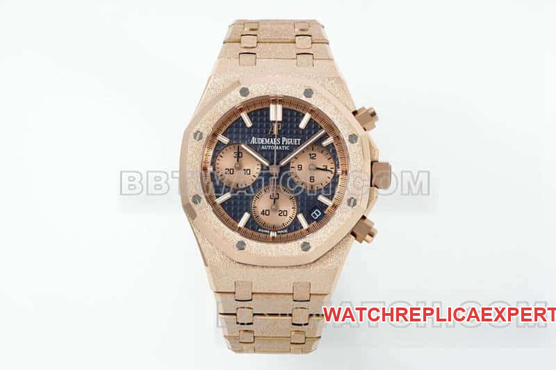 Audemars Piguet APS Factory Royal Oak 26240 Top 1:1 Blue Dial Chronograph Rose Gold Frost Gold Mechanical Watch