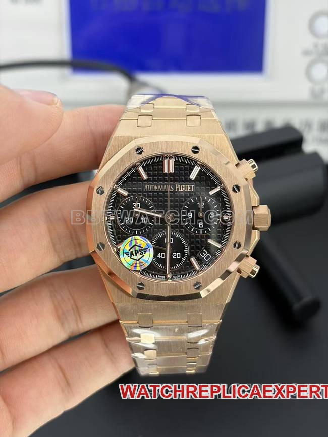 Audemars Piguet APS Factory Royal Oak 26240 Replica Watch with Black Dial, 18k Rose Gold Case and 4401 Mechanical Movement