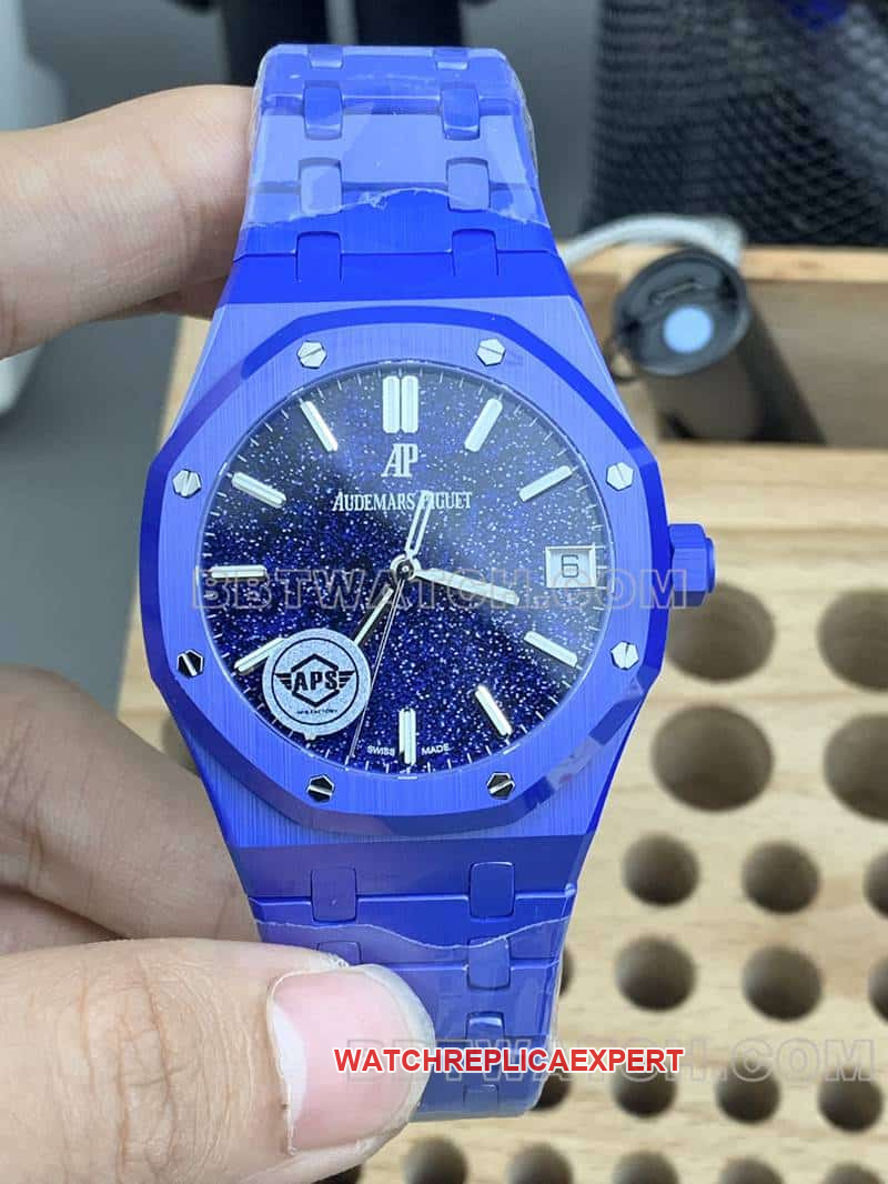 APS Factory AP Royal Oak 15500 Top 1:1 Replica Starry Sky Blue Ceramic Mechanical Watch