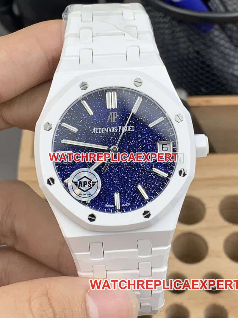 APS Factory Audemars Piguet Royal Oak 15500 Réplique Haut de Gamme 1:1 Cadran Ciel Étoilé Montre Mécanique en Céramique Blanche