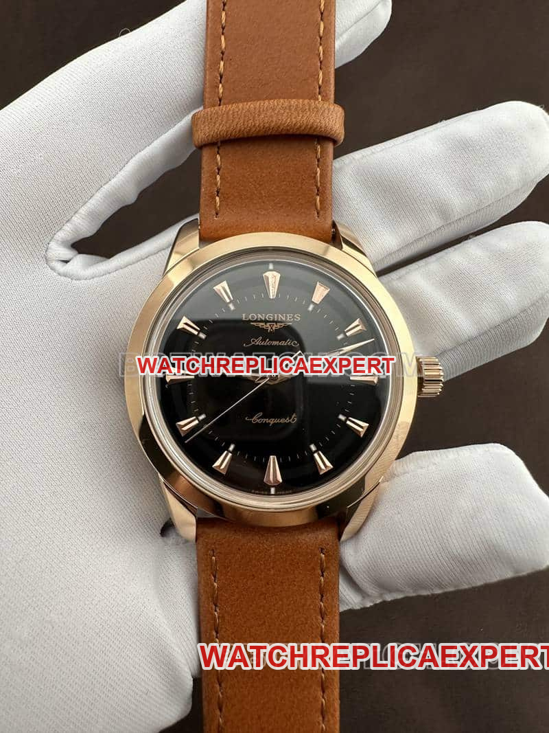 AF Factory Longines Conquest Top-Tier 1:1 Super Clone Black Dial 18k Rose Gold Mechanical Strap Model