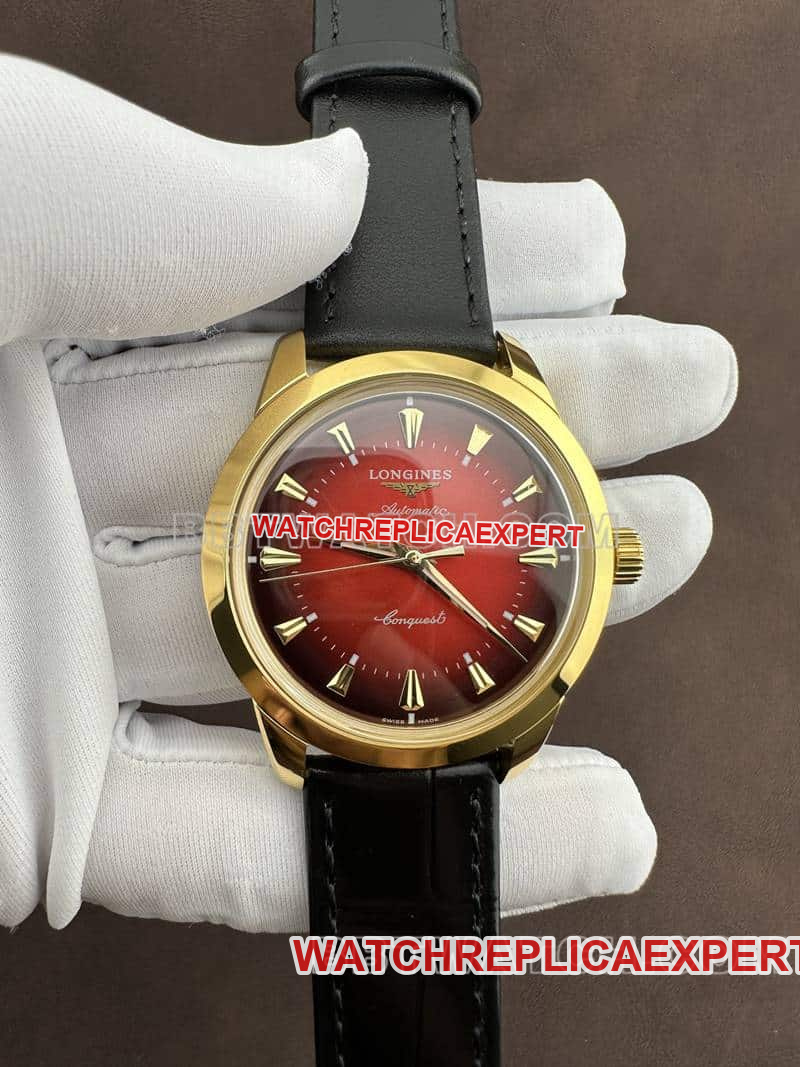 AF Factory Longines Conquest Original Factory Super Clone Gradient Red Dial Gold Mechanical Strap Model