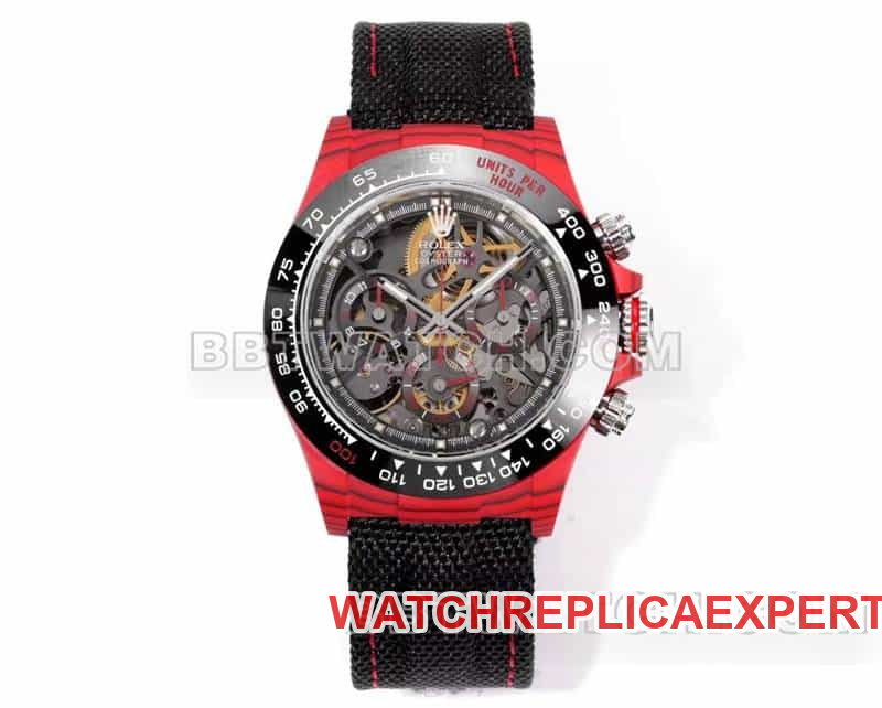 Rolex TW factory Rolex Daytona one-to-one super A super clone carbon fiber skeleton dial red mechanical watch