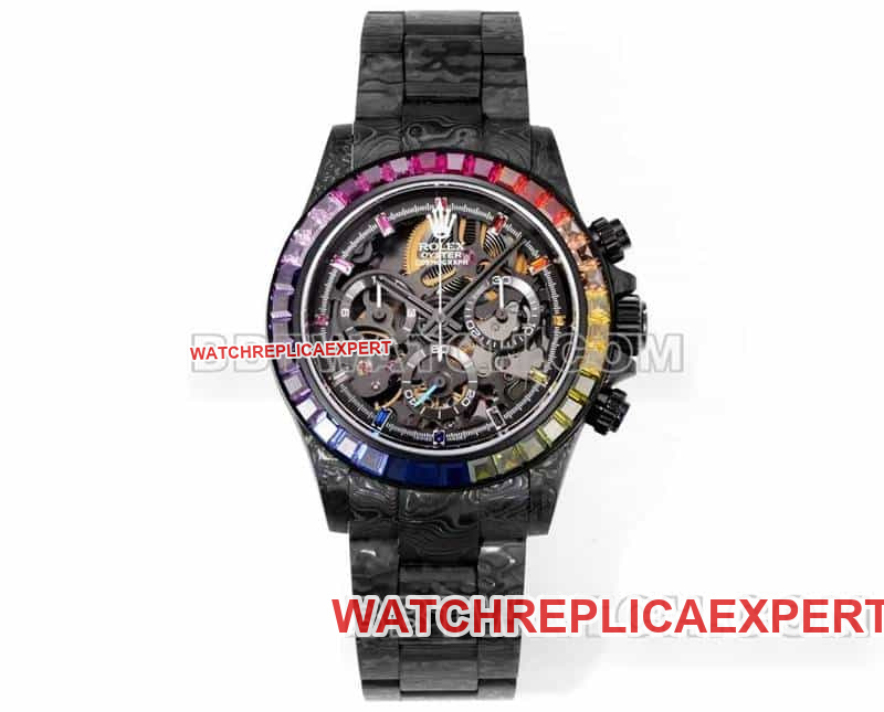 Rolex TW Factory Rolex Rolex Daytona one-to-one super A fine imitation carbon fiber skeleton dial diamond bezel mechanical watch