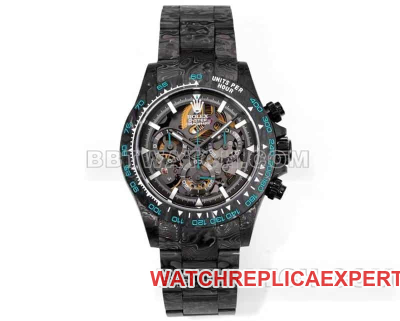 Rolex TW Factory Daytona Super A super clone Cadran Squelette Fibre de Carbone Mouvement Mécanique Modèle Bracelet Acier Noir