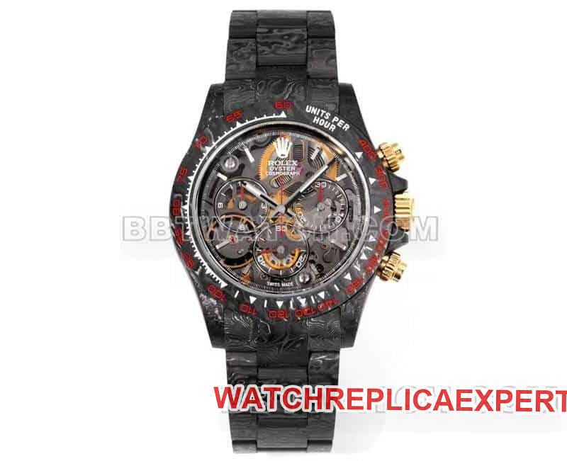 Rolex TW factory Rolex Rolex Daytona 1:1 top quality replica carbon fiber skeleton dial mechanical black steel strap models