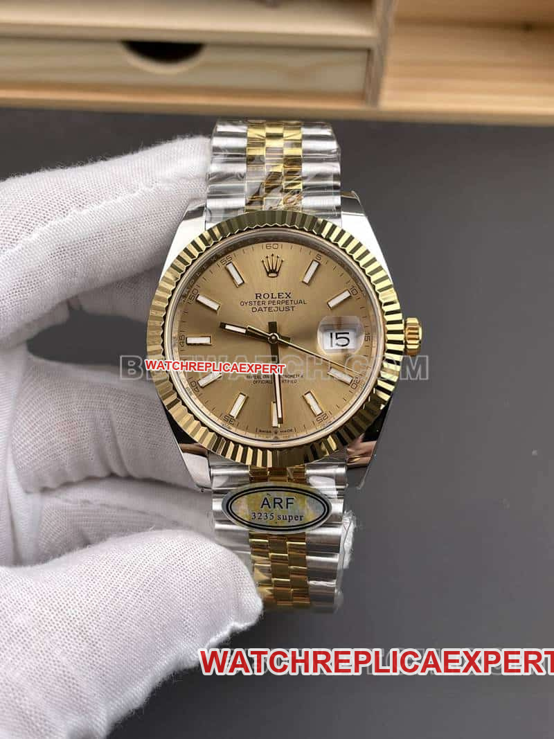 Rolex 41mm ARF Gold Dial Super Clone Replica 126333 Steel Belt Mechanical Watch