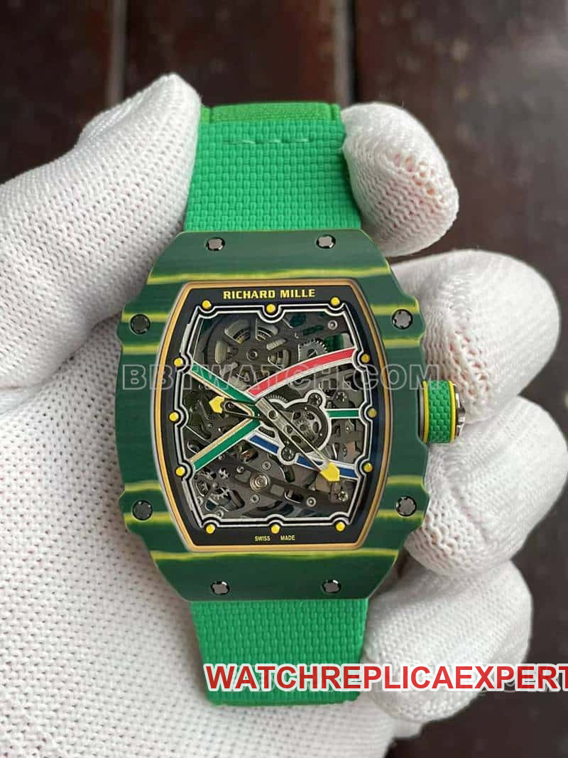 Men's Top Replica Richard Mille RM67-02 Skeleton Dial Green Mechanical Watch