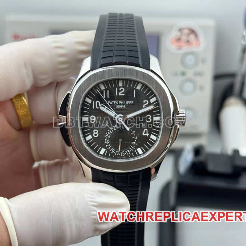 Patek Philippe Aquanaut One-to-One Super A Imitation Black Dial Grenade Dual Time Zone Mechanical 5164