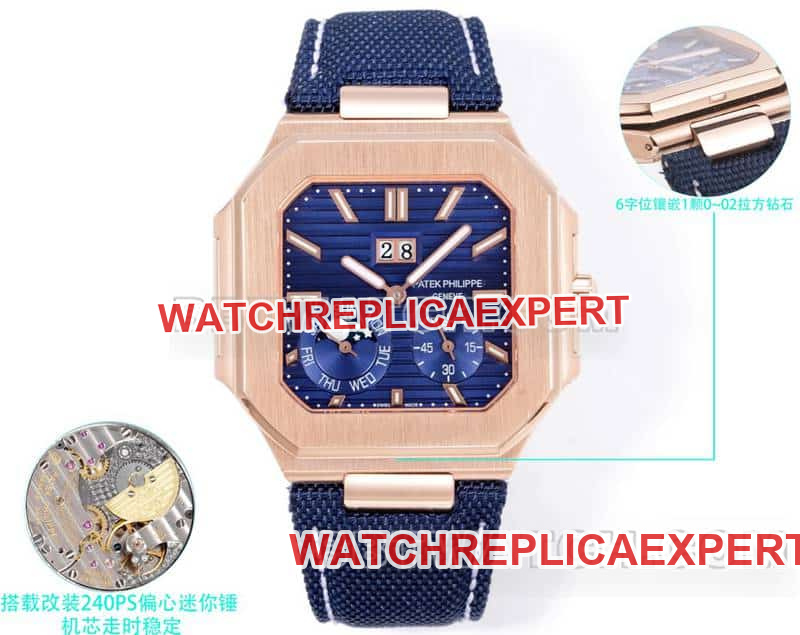 3K Factory Patek Philippe Patek Philippe CUBITUS 5822 1:1 Super A Replica Blue Dial Rose Gold Mechanical Patek Philippe