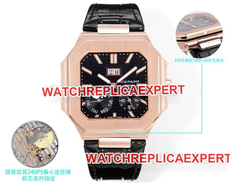 3K Factory Cubitus 1:1 Super A Replica Patek Philippe Black Dial Rose Gold Mechanical 5822