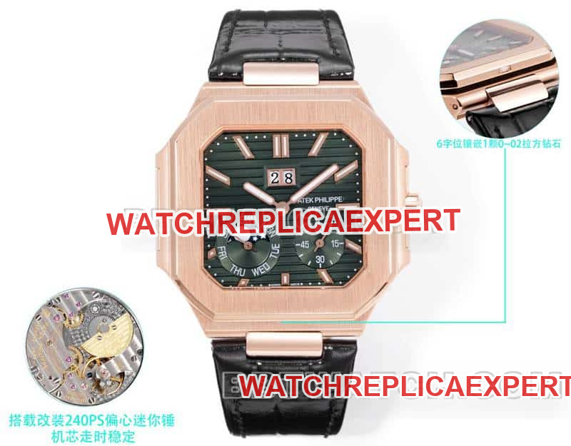 Patek Philippe CUBITUS 5822 3K Factory Green Dial Rose Gold Mechanical Top 1:1 Replica