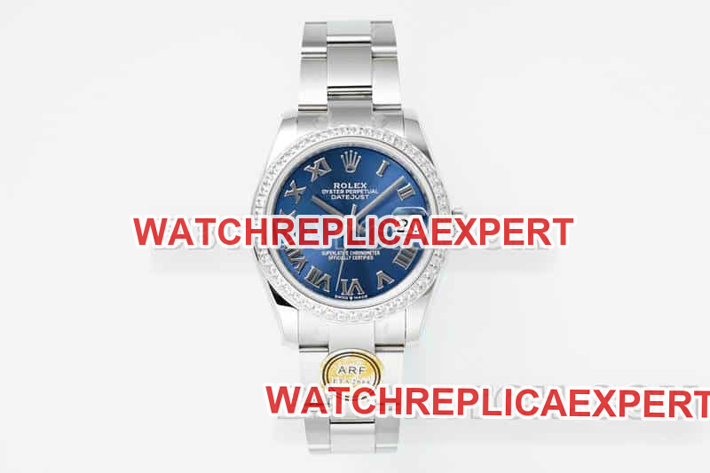 Rolex 31mm ARF Datejust Blue Dial Diamond Bezel Roman Numerals Mechanical Three-Link 278384