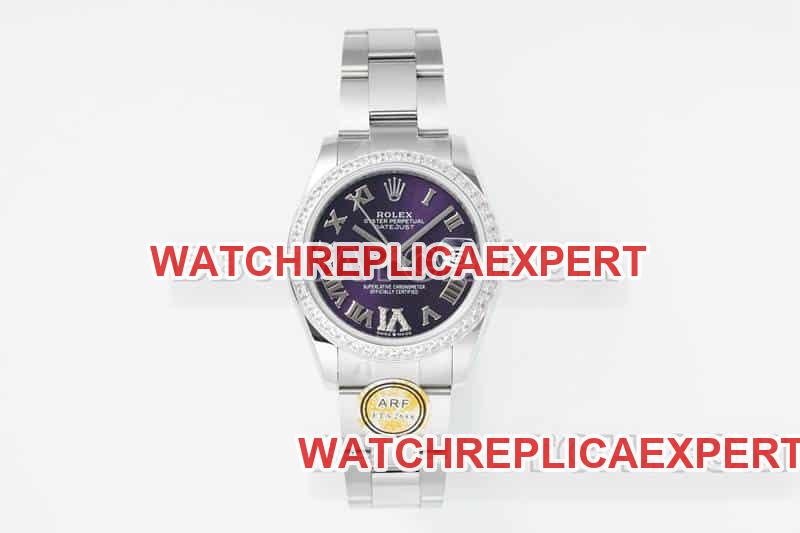 Rolex Datejust 31mm ARF 1:1 Top-Quality Purple Dial Diamond Bezel Roman Numerals Mechanical Three-Link 278384