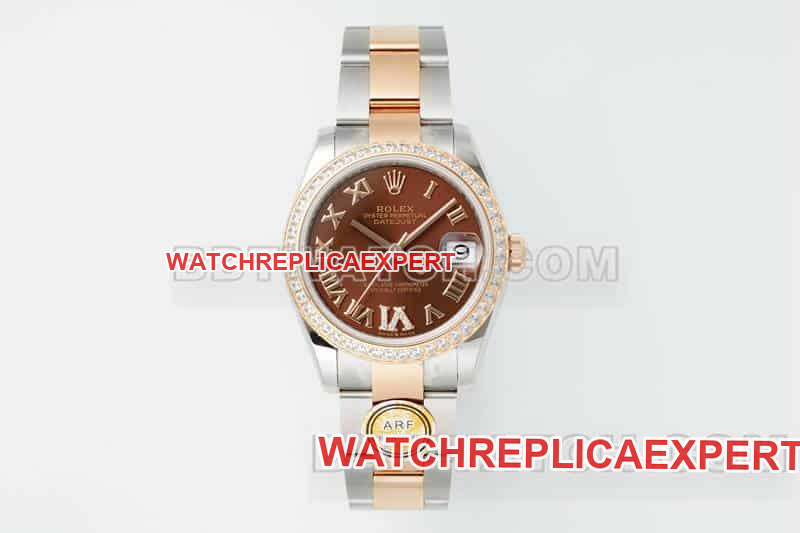 Rolex Datejust 31mm ARF Top 1:1 Brown Dial Diamond Bezel Replica Watch 278381