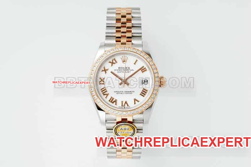 Rolex Log 31mm ARF Super Clone White Dial Diamond Ring 2688 Movement Lady Watch