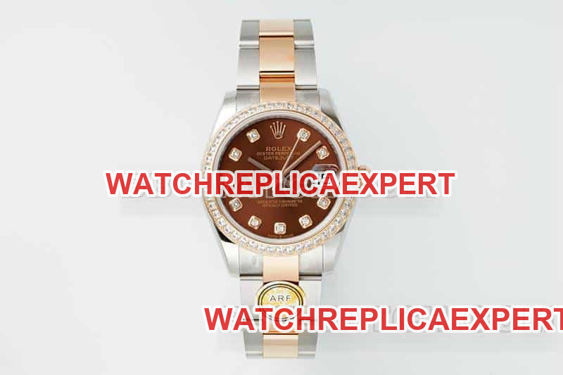 Rolex Datejust Super A Super Clone Brown Dial Diamond Bezel 31mm ARF 278381 3-Link Mechanical Watch