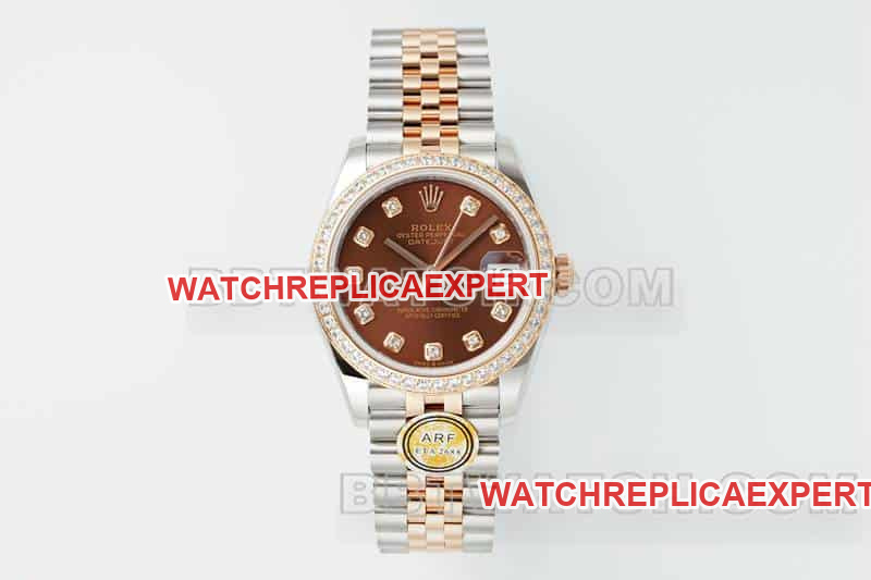 Rolex Datejust 31mm ARF 1:1 Top-Quality Replica Brown Dial Diamond Bezel Mechanical Five-Link 278381