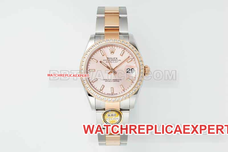 Rolex 31mm ARF Log 1:1 Super Clone Watch, Rose Gold Dial, Fine replica live photos