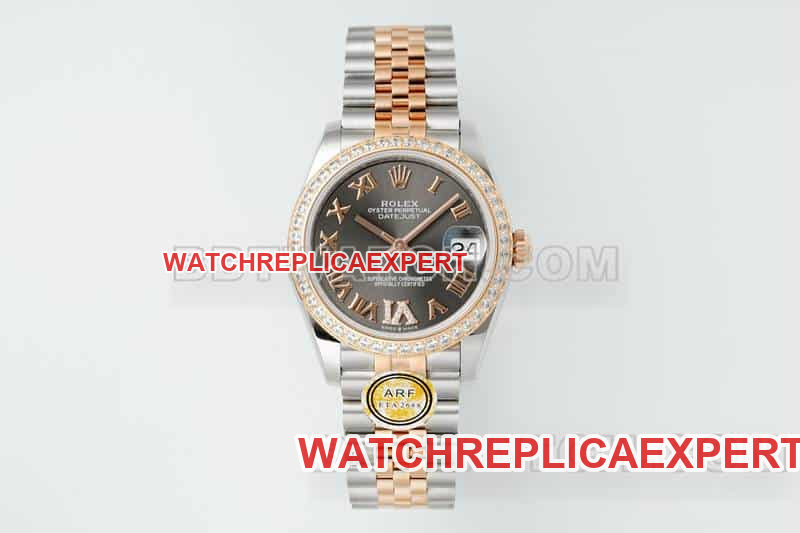 Rolex Datejust 31mm ARF Super Clone Dark Grey Dial Diamond Bezel Mechanical Five-Link 278381