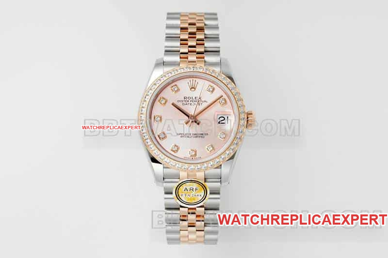 ARF Factory Rolex Rolex Datejust 31mm 1:1 Super Clone Rose Gold Dial Diamond Bezel 31mm Mechanical Five-Link 278381