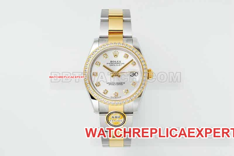 Factory ARF Datejust Top 1:1 Replica Silver Dial Diamond Bezel Watch Rolex Mechanical Three-Link 31mm 278383