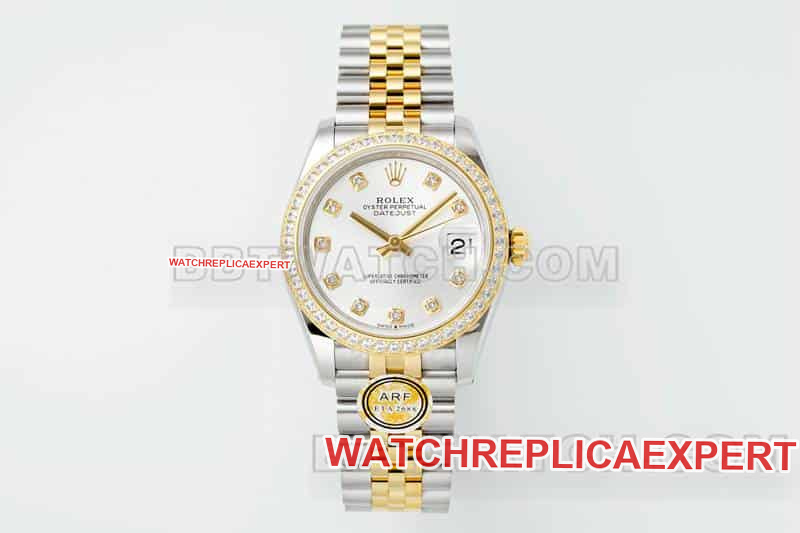 Rolex Datejust 31mm ARF Top-Quality 1:1 Replica Silver Dial Diamond Bezel Mechanical Five-Link 278383