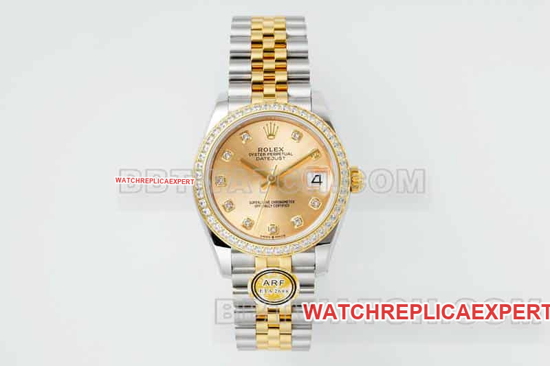 Rolex Datejust 31mm ARF Original Factory Super A super clone Gold Dial Diamond Bezel Mechanical Five-Link 278383 Watch