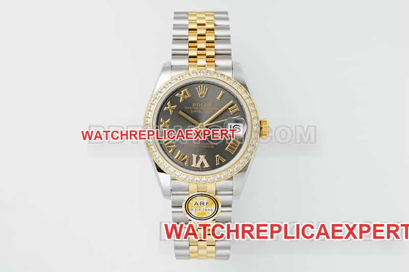 Rolex Datejust Top-Quality 1:1 Replica Dark Grey Dial Diamond Bezel Mechanical Five-Link 31mm ARF 278383