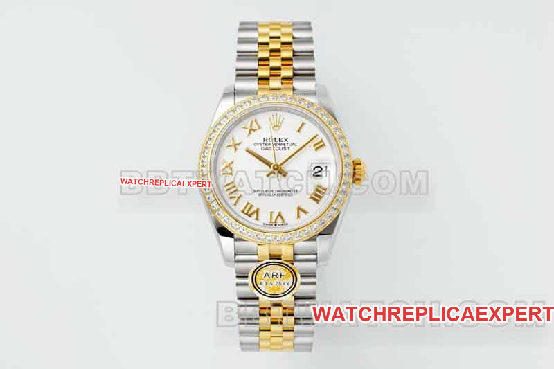 ARF Rolex Datejust 31mm 1:1 Super Clone White Dial Diamond Bezel Mechanical Five-Link 278383
