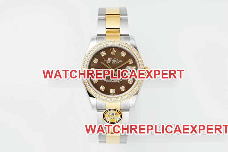 Rolex 31mm ARF Log Top-Tier 1:1 High-Quality Replica Black Mother-of-Pearl Dial Diamond Ring Watch