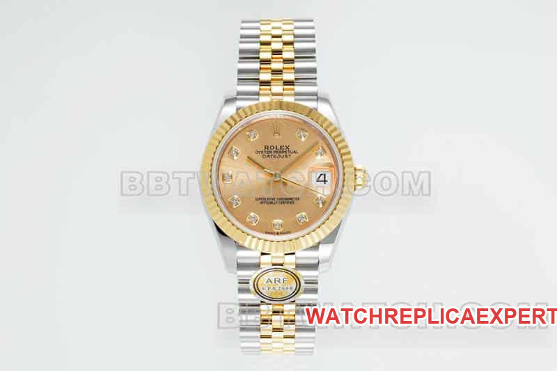31mm factory Rolex logbook one-to-one top replica gold plate mechanical intergold five compartment links 278273 ARF