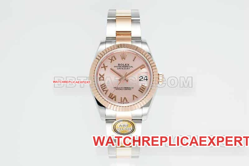 31mm ARF Rolex Factory Logbook Top Replica Rose Gold Plate Mechanical Intergold Three Compartment Link 278271
