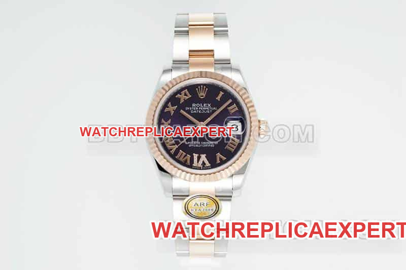 31mm ARF Rolex factory logbook super A super clone purple disk mechanical intermediate gold three compartment links 278271