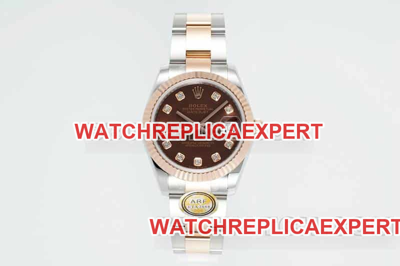 Rolex 31mm Datejust Top 1:1 Replica Brown Dial ARF Mechanical Two-Tone Three-Link Strap 278271