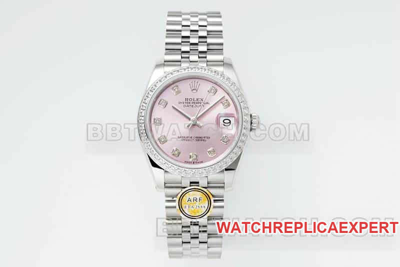 31mm Rolex Datejust top-quality replica pink dial diamond bezel ARF mechanical five-link 278289