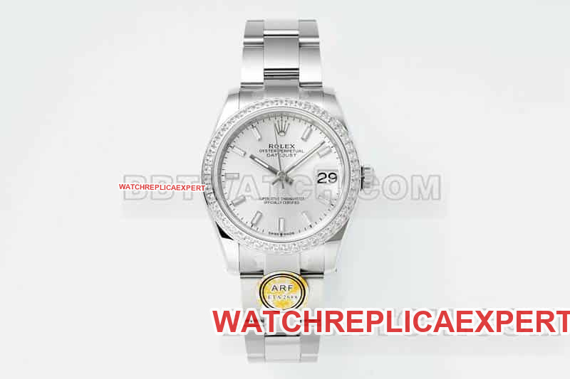 ARF factory rolex logbook one-to-one top replica silver plate stick hour markers diamond ring 31mm mechanical three-compartment links 278289 31mm ARF