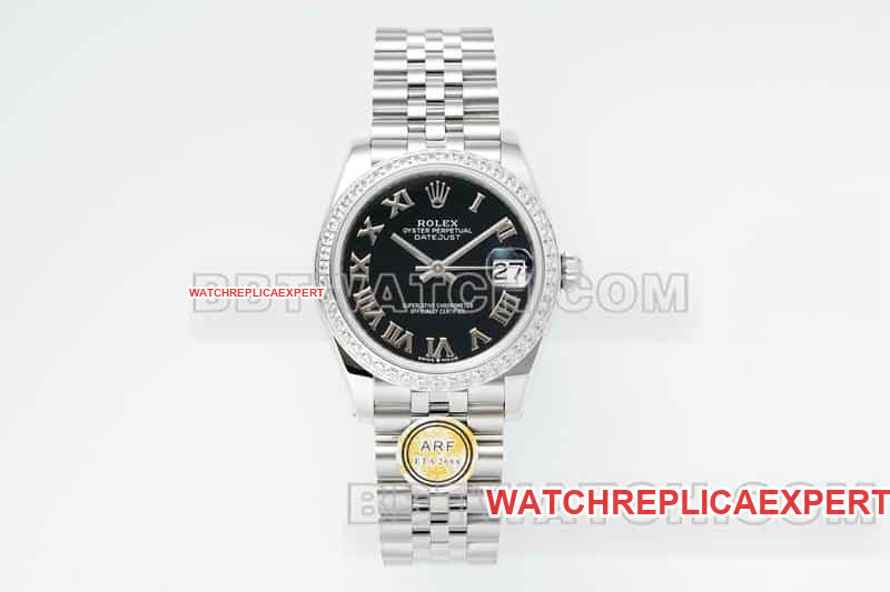 31mm ARF factory Rolex Datejust top-quality 1:1 replica black dial Roman numeral diamond bezel watch mechanical five-link Strap 278289