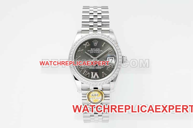 31mm Rolex ARF factory Datejust 1:1 Super A high imitation dark grey dial Roman numerals diamond bezel mechanical five-link 278289