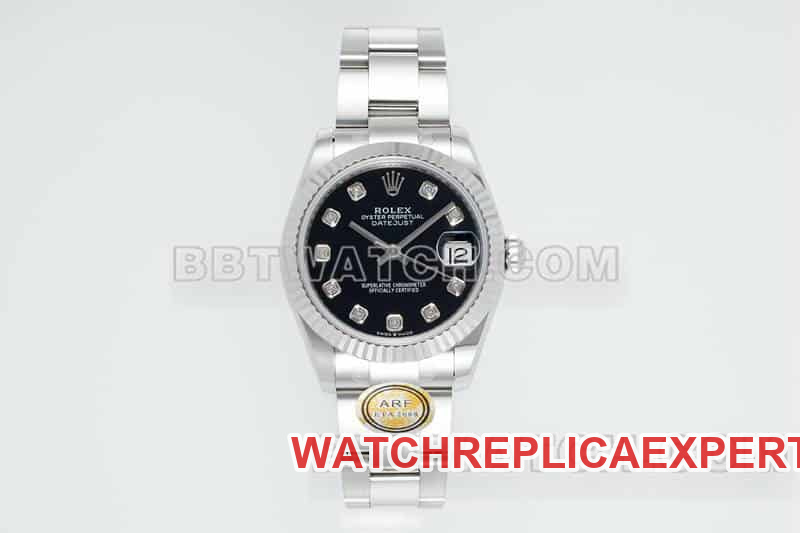 31mm Rolex Datejust top 1:1 fine replica black dial ARF factory mechanical three-link 278274