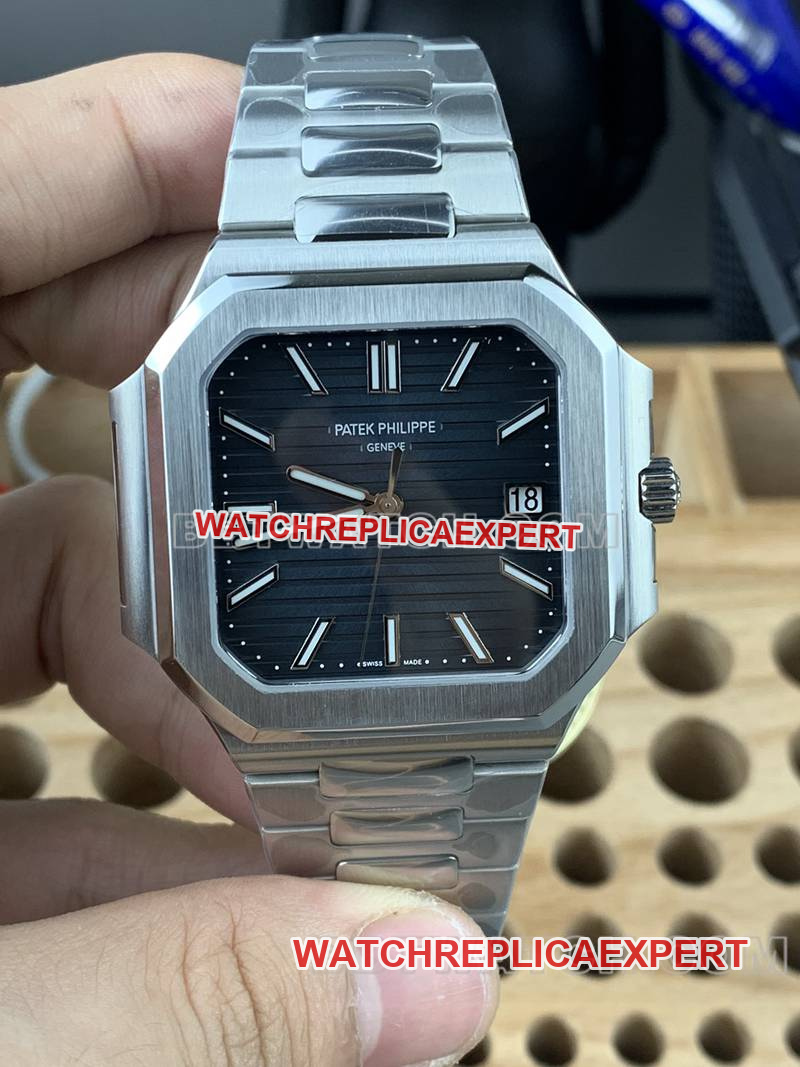 Montre PPF Super Clone Patek Philippe Factory Cubitus Cadran Noir 45MM Bracelet En Acier Mécanique Modèle 5821