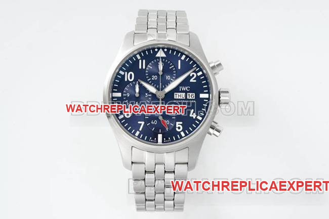 Top Replica Watches APS Factory Pilot Blue Dial Chronograph 69385 Mechanical Movement Steel Bracelet Models