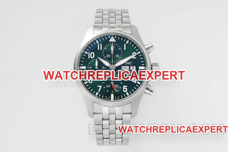 Réplique optimale universelle de montres APS factory pilote cadran vert chronographe 69385 mouvement mécanique bracelet en acier modèles